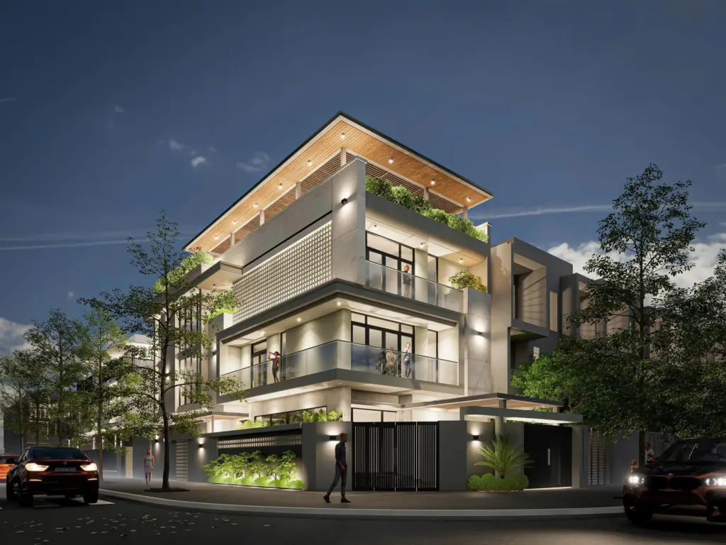 Nhà phố lô góc phong cách hiện đại
